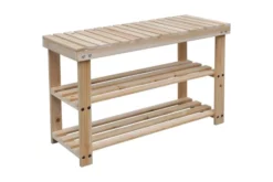 2-i-1 Skohylla Med Bänkskiva 2 St Massivt Trä