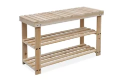 2-i-1 Skohylla Med Bänkskiva Massivt Granträ