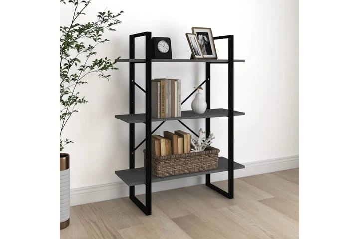 Bokhylla 3 Hyllplan Grå 80x30x105 Cm Massiv Furu 2 Bokhylla 3 Hyllplan Grå 80x30x105 Cm Massiv Furu - Bild 2