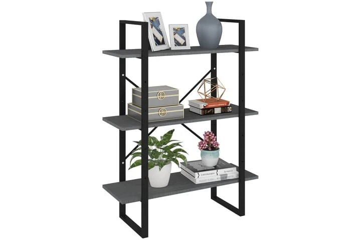 Bokhylla 3 Hyllplan Grå 80x30x105 Cm Massiv Furu 4 Bokhylla 3 Hyllplan Grå 80x30x105 Cm Massiv Furu - Bild 4