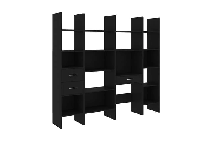 Bokhylla 4 Delar Svart Spånskiva 1 Bokhylla 4 Delar Svart Spånskiva