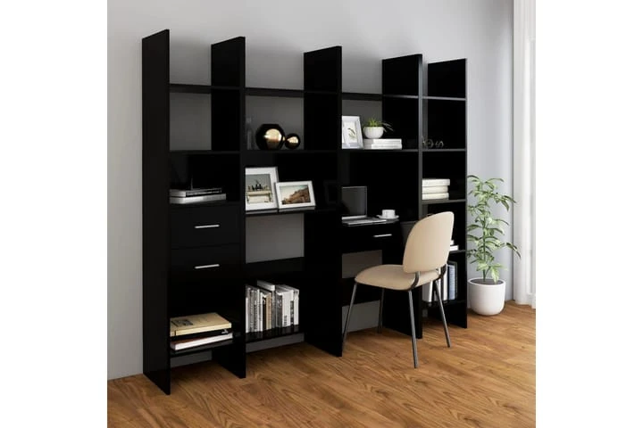 Bokhylla 4 Delar Svart Spånskiva 2 Bokhylla 4 Delar Svart Spånskiva - Bild 2