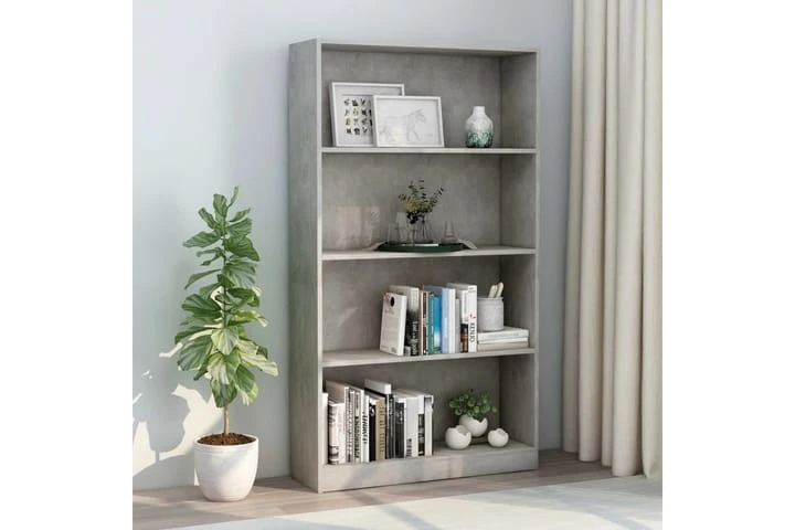 Bokhylla 4 Hyllor Betonggrå 80x24x142 Cm Spånskiva 2 Bokhylla 4 Hyllor Betonggrå 80x24x142 Cm Spånskiva - Bild 2