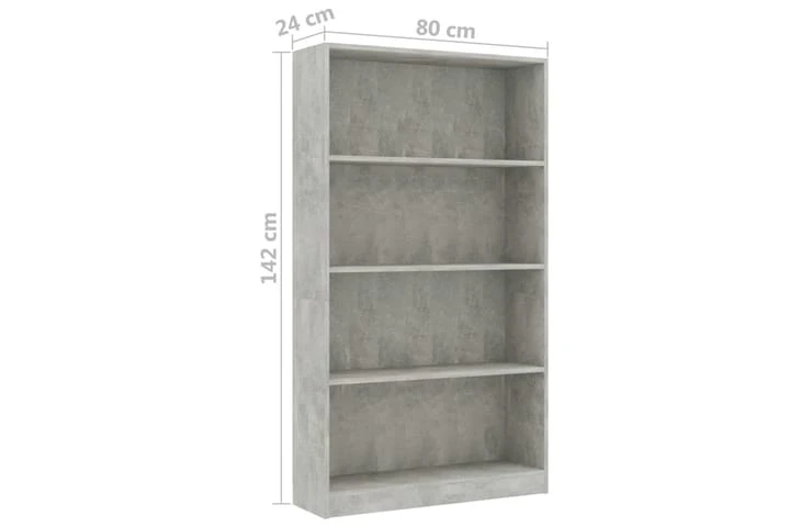 Bokhylla 4 Hyllor Betonggrå 80x24x142 Cm Spånskiva 6 Bokhylla 4 Hyllor Betonggrå 80x24x142 Cm Spånskiva - Bild 6