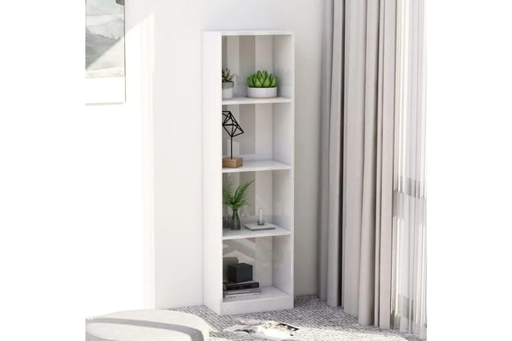 Bokhylla 4 Hyllor Vit Högglans 40x24x142 Cm Spånskiva 5 Bokhylla 4 Hyllor Vit Högglans 40x24x142 Cm Spånskiva - Bild 5