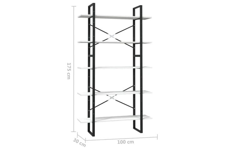 Bokhylla 5 Hyllplan Vit 100x30x175 Cm Furu 5 Bokhylla 5 Hyllplan Vit 100x30x175 Cm Furu - Bild 5