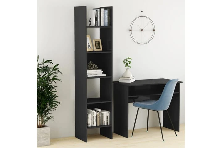 Bokhylla Grå Högglans 40x35x180 Cm Spånskiva 2 Bokhylla Grå Högglans 40x35x180 Cm Spånskiva - Bild 2