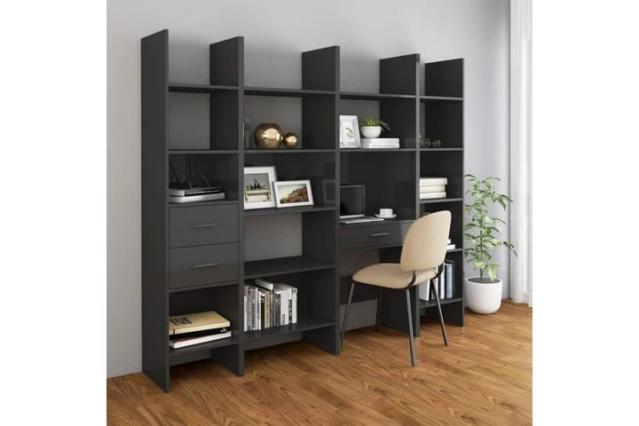 Bokhylla Grå Högglans 40x35x180 Cm Spånskiva 6 Bokhylla Grå Högglans 40x35x180 Cm Spånskiva - Bild 6