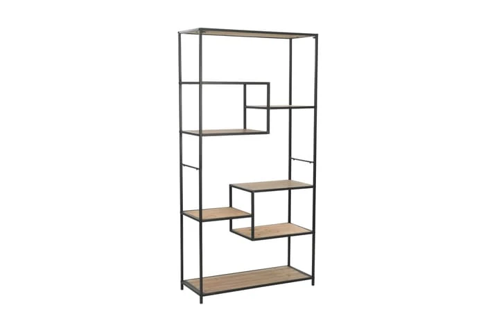 Bokhylla Massiv Furu Och Stål 90,5x35x180 Cm 1 Bokhylla Massiv Furu Och Stål 90,5x35x180 Cm