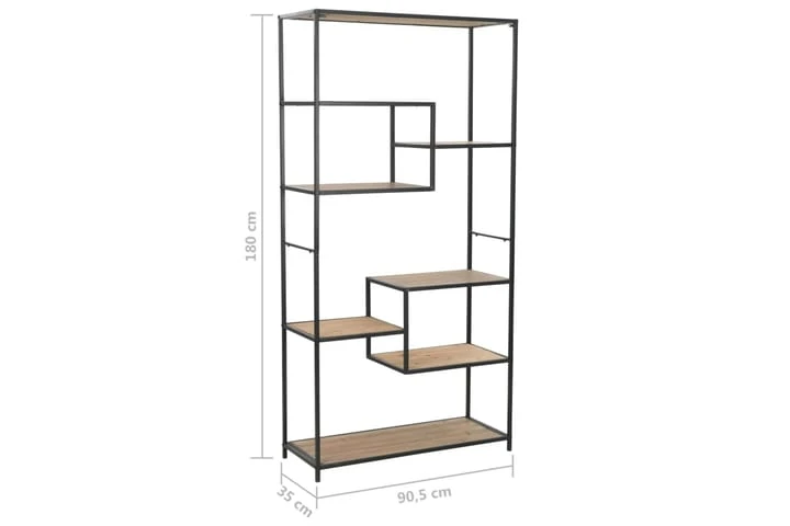 Bokhylla Massiv Furu Och Stål 90,5x35x180 Cm 9 Bokhylla Massiv Furu Och Stål 90,5x35x180 Cm - Bild 9