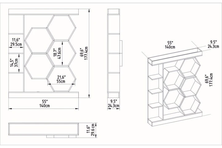 Bokhylla Urgby 140x177,4 Cm 9 Bokhylla Urgby 140x177,4 Cm - Bild 9