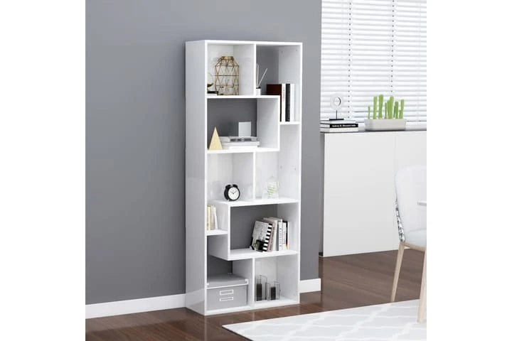 Bokhylla Vit Högglans 67x24x161 Cm Spånskiva 2 Bokhylla Vit Högglans 67x24x161 Cm Spånskiva - Bild 2
