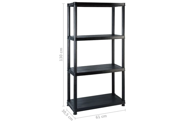 Förvaringshylla 4 Hyllor Svart 122x30,5x130 Cm Plast 7 Förvaringshylla 4 Hyllor Svart 122x30,5x130 Cm Plast - Bild 7