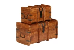 Förvaringskista 2 Delar Massivt Akaciaträ Med Sheshamfinish