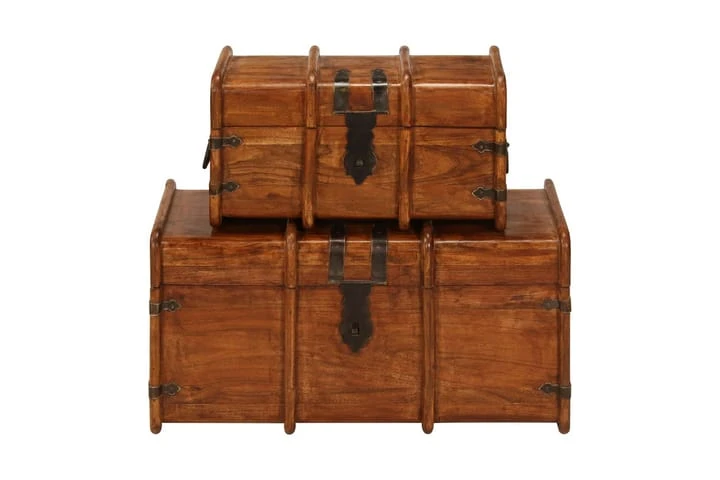 Förvaringskista 2 Delar Massivt Akaciaträ Med Sheshamfinish 2 Förvaringskista 2 Delar Massivt Akaciaträ Med Sheshamfinish - Bild 2