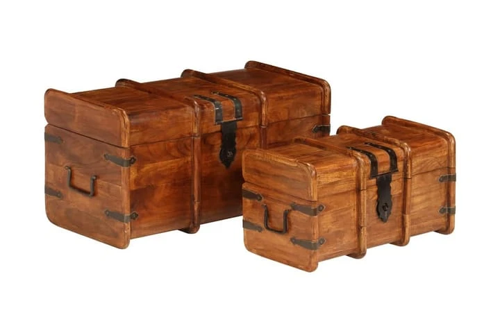 Förvaringskista 2 Delar Massivt Akaciaträ Med Sheshamfinish 4 Förvaringskista 2 Delar Massivt Akaciaträ Med Sheshamfinish - Bild 4