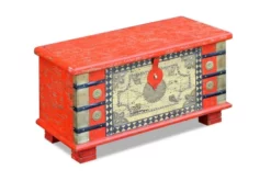 Förvaringskista Mangoträ Röd 80x40x45 Cm