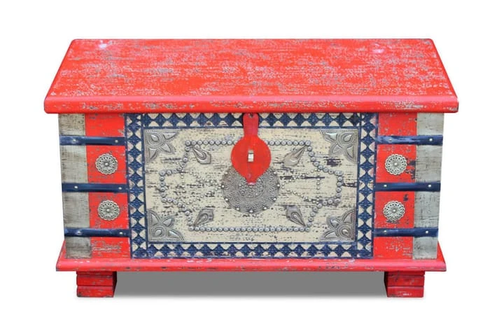 Förvaringskista Mangoträ Röd 80x40x45 Cm 3 Förvaringskista Mangoträ Röd 80x40x45 Cm - Bild 3