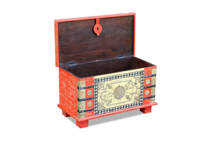 Förvaringskista Mangoträ Röd 80x40x45 Cm 4 Förvaringskista Mangoträ Röd 80x40x45 Cm - Bild 4