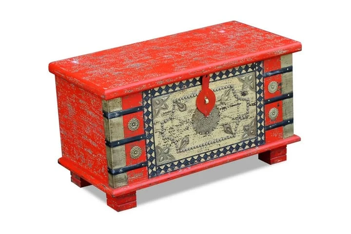 Förvaringskista Mangoträ Röd 80x40x45 Cm 5 Förvaringskista Mangoträ Röd 80x40x45 Cm - Bild 5
