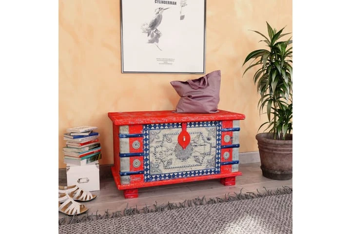 Förvaringskista Mangoträ Röd 80x40x45 Cm 9 Förvaringskista Mangoträ Röd 80x40x45 Cm - Bild 9