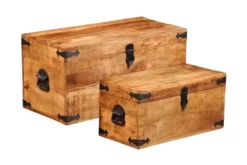 Förvaringskista Set 2 St Robust Mangoträ