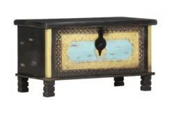 Förvaringskista Svart 80x40x45 Cm Massivt Mangoträ