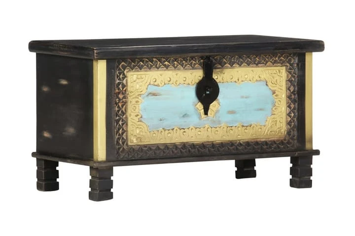 Förvaringskista Svart 80x40x45 Cm Massivt Mangoträ 1 Förvaringskista Svart 80x40x45 Cm Massivt Mangoträ