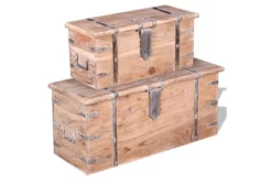 Framsida -SONGMICS Försäljning forvaringskistor 2 delar akaciatra brun 3504388