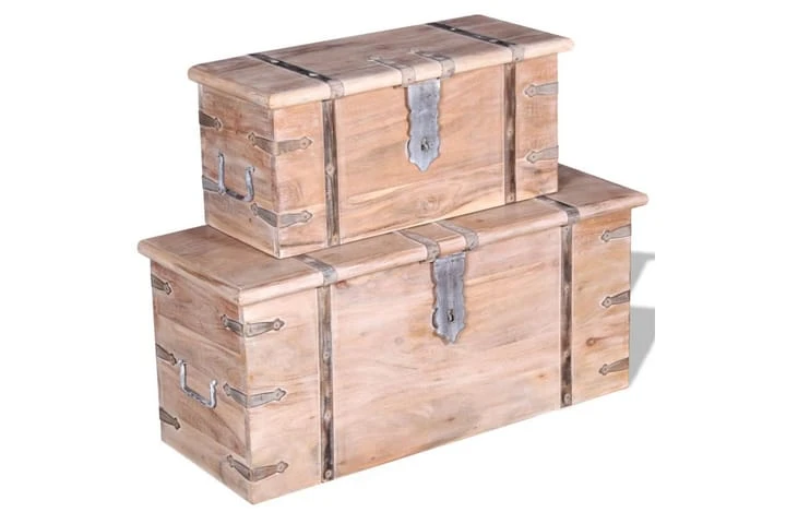 Förvaringskistor 2 Delar Akaciaträ 3 Förvaringskistor 2 Delar Akaciaträ - Bild 3
