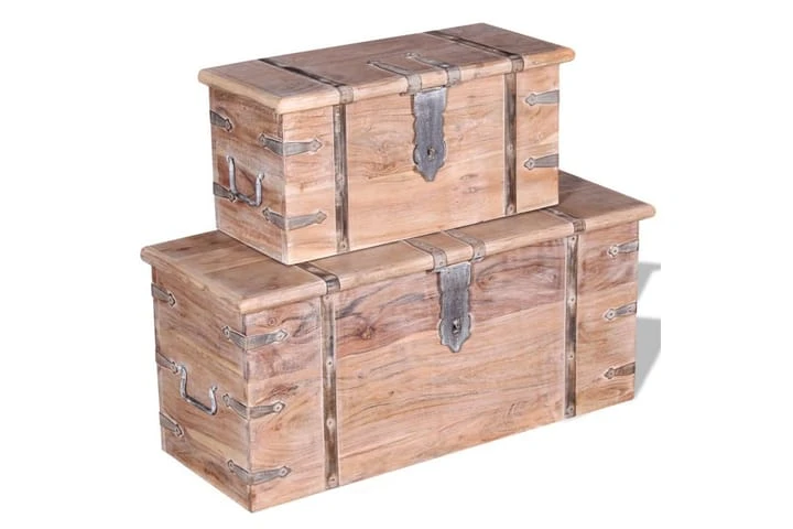 Förvaringskistor 2 Delar Akaciaträ 4 Förvaringskistor 2 Delar Akaciaträ - Bild 4