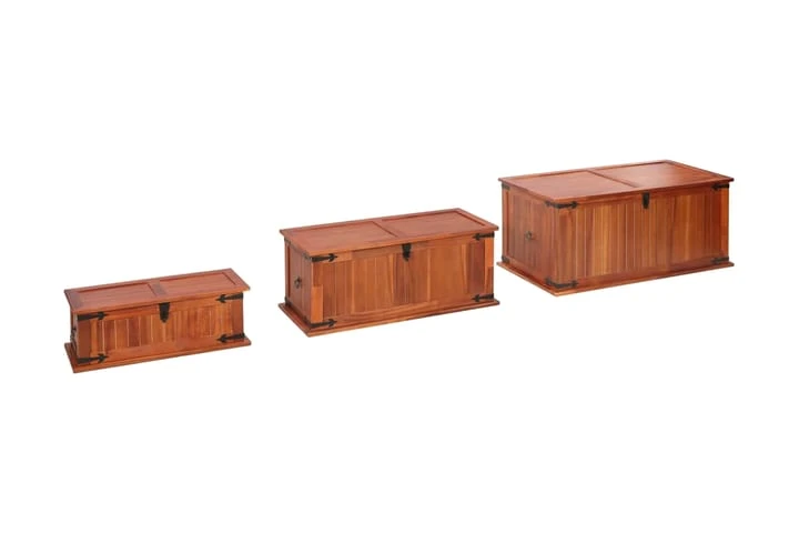 Förvaringskistor 3 St Massivt Akaciaträ 2 Förvaringskistor 3 St Massivt Akaciaträ - Bild 2