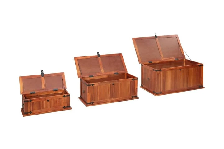 Förvaringskistor 3 St Massivt Akaciaträ 7 Förvaringskistor 3 St Massivt Akaciaträ - Bild 7