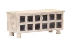 Förvaringslåda Vit 110x40x45 Cm Massivt Akaciaträ