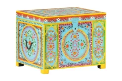 Handmålad Förvaringskista 50x40x40 Cm Massivt Mangoträ