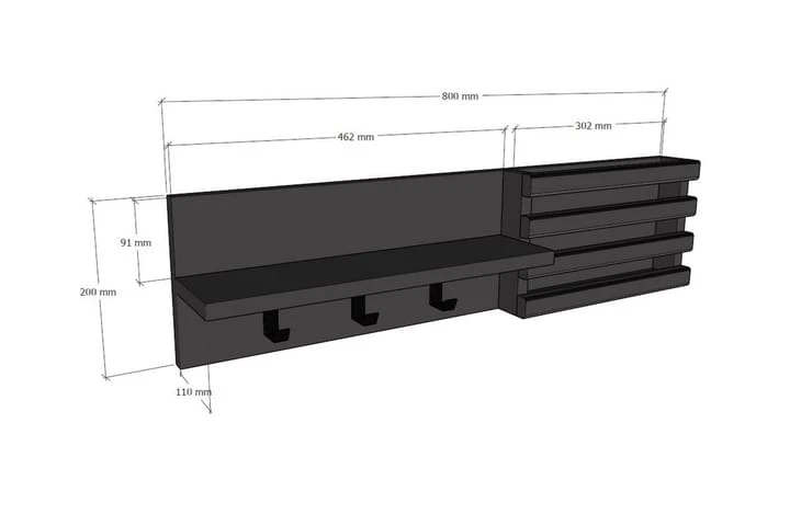 Hatthylla Husow 80x11 Cm 2 Hyllor 4 Hatthylla Husow 80x11 Cm 2 Hyllor - Bild 4