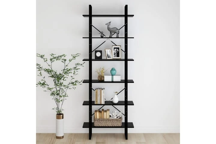 Hög Bokhylla Svart 80x30x210 Cm Spånskiva 2 Hög Bokhylla Svart 80x30x210 Cm Spånskiva - Bild 2