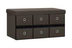 Hopfällbar Förvaringsbänk Blå 76x38x38 Cm Konstlinne