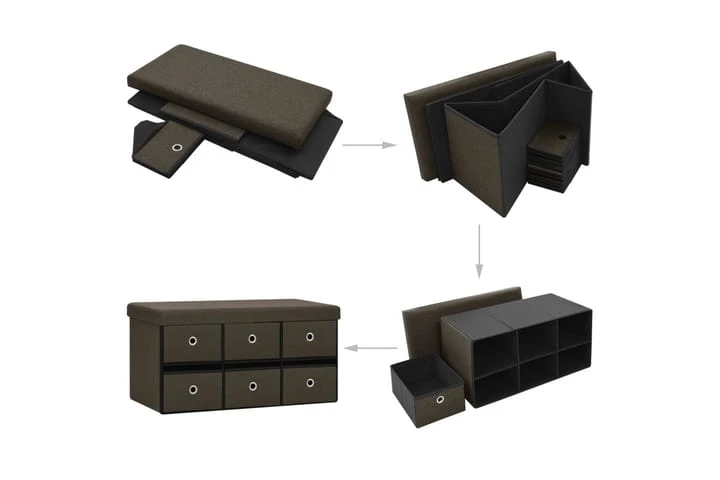 Hopfällbar Förvaringsbänk Blå 76x38x38 Cm Konstlinne 7 Hopfällbar Förvaringsbänk Blå 76x38x38 Cm Konstlinne - Bild 7