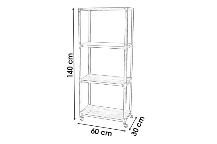 Hylla Med Hjul 60x30x140cm Brun/Svart 2 Hylla Med Hjul 60x30x140cm Brun/Svart - Bild 2
