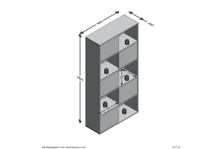Hylla Milja 90 Cm Hög 3 Hylla Milja 90 Cm Hög - Bild 3
