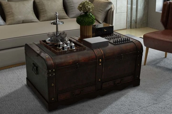 Skattkista Vintagestil Stor Trä Brun 2 Skattkista Vintagestil Stor Trä Brun - Bild 2