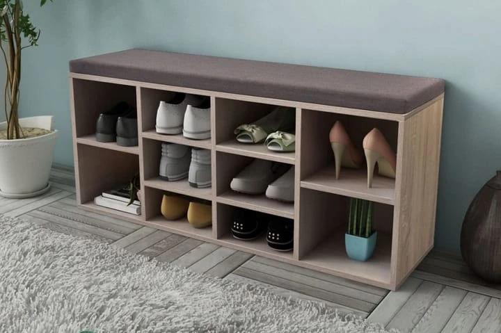 Skobänk Med 10 Hyllfack Ek-färg 2 Skobänk Med 10 Hyllfack Ek-färg - Bild 2