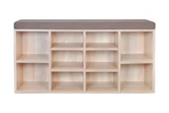 Skobänk Med 10 Hyllfack Ek-färg 7 Skobänk Med 10 Hyllfack Ek-färg -SONGMICS Försäljning skobank med 10 hyllfack ek farg brun 3504244