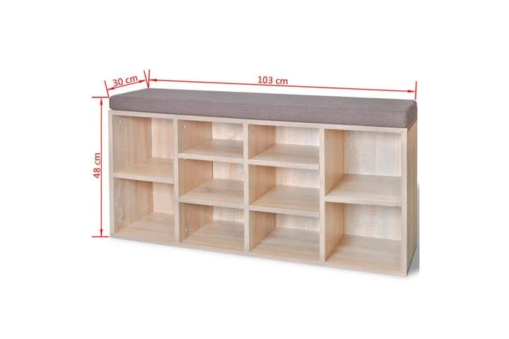 Skobänk Med 10 Hyllfack Ek-färg 5 Skobänk Med 10 Hyllfack Ek-färg - Bild 5