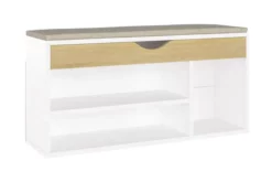 Skobänk Med Dyna Vit 104x30x49 Cm Spånskiva