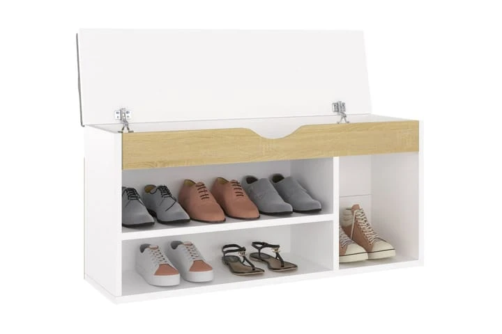 Skobänk Med Dyna Vit 104x30x49 Cm Spånskiva 5 Skobänk Med Dyna Vit 104x30x49 Cm Spånskiva - Bild 5