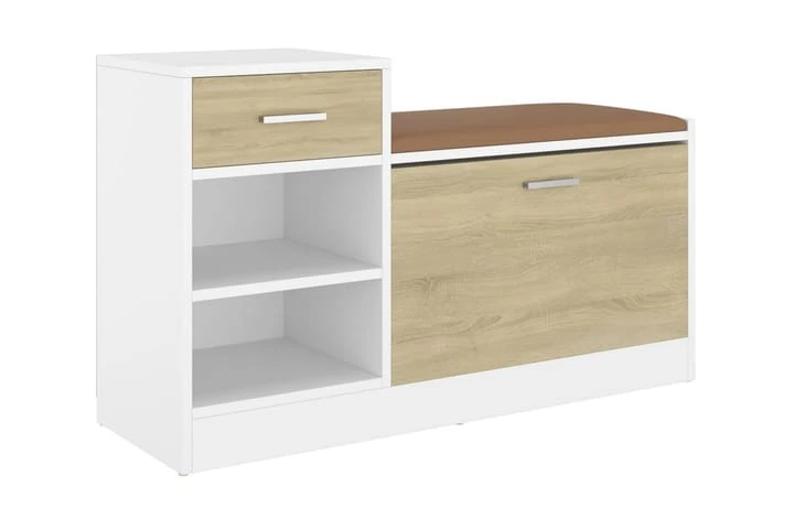 Skobänk Vit 94,5x31x57 Cm Spånskiva 1 Skobänk Vit 94,5x31x57 Cm Spånskiva