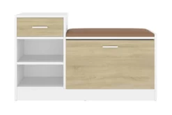 Skobänk Vit 94,5x31x57 Cm Spånskiva 9 Skobänk Vit 94,5x31x57 Cm Spånskiva -SONGMICS Försäljning skobank vit och sonoma ek 945x31x57 cm spanskiva beige 4197963