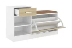 Skobänk Vit 94,5x31x57 Cm Spånskiva 10 Skobänk Vit 94,5x31x57 Cm Spånskiva -SONGMICS Försäljning skobank vit och sonoma ek 945x31x57 cm spanskiva beige 4197964